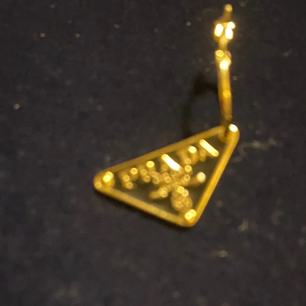 Prada Gold Logo Triangle Earrings - Picture 7 of 7